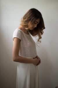 Editorial portrait of a bride in a modern destination wedding in Spain