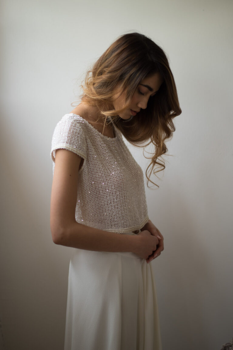 Editorial portrait of a bride in a modern destination wedding in Spain